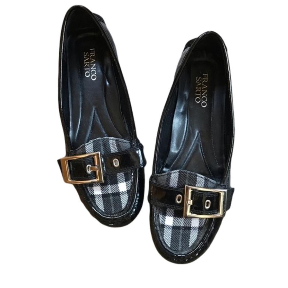 FRANCO Sarto plaid patent leather Shiloh flats size 7.5